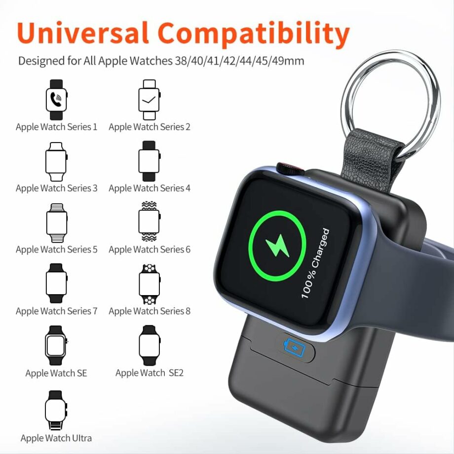 HUOTO Mini Ładowarka Magnetyczna do Apple Watch – Inteligentny Brelok USB