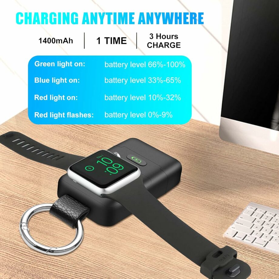 HUOTO Mini Ładowarka Magnetyczna do Apple Watch – Inteligentny Brelok USB