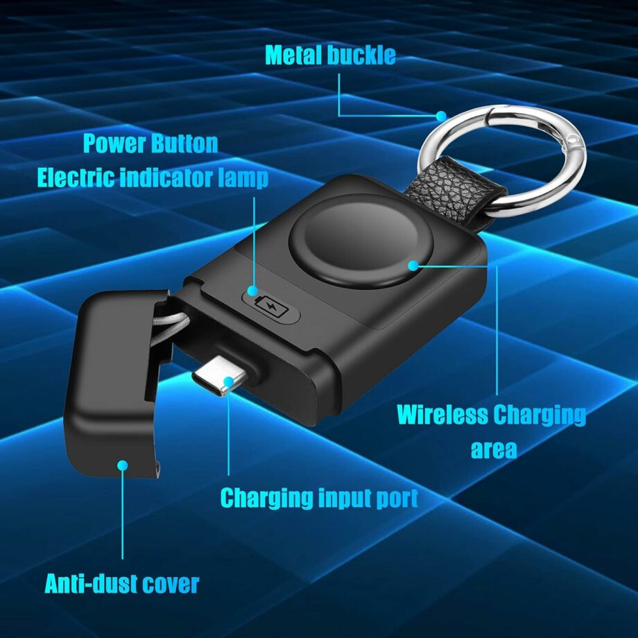 HUOTO Mini Ładowarka Magnetyczna do Apple Watch – Inteligentny Brelok USB
